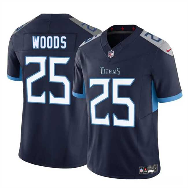 Men & Women & Youth Tennessee Titans #25 Xavier Woods Navy 2025 F.U.S.E. Vapor Limited Stitched Jersey